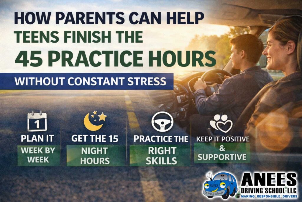 How Parents Can Help a Teen Finish the 45 Practice Hours Without Constant Stress